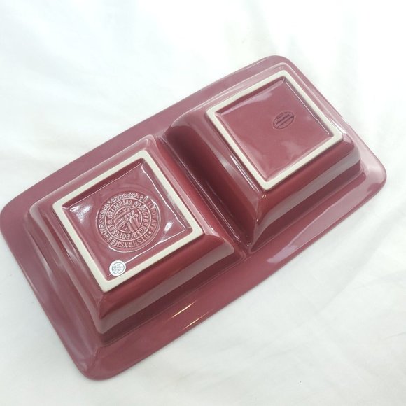 Longaberger 181440 Paprika Pottery Woven Traditions Rectangle Divided Dish - Picture 5 of 13